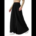 thumbnail image 1 of Pantalones Palazzo Holgados de Cintura Alta Elástica para Mujer, Informales, con Bolsillos, Holgados y Largos de Otoño Negro M, 1 of 8