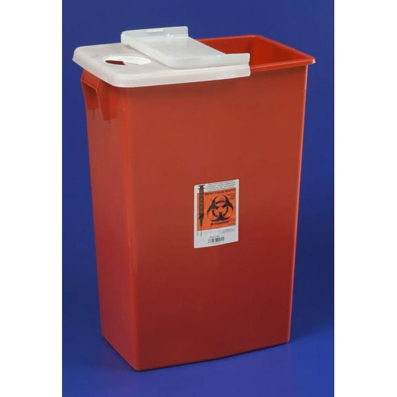 Covidien 8991 SharpSafety Sharps Container Gasketed Slide Lid, 18 gal Capacity, Red (Pack of 5)