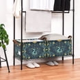 thumbnail image 3 of Yayeee Foldable Storage Basket for Shelves Set of 2 Waterproof Cloth Bins with Handles, Green Dragon Flowers, 3 of 7