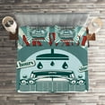 thumbnail image 2 of Ambesonne Retro Quilted Coverlet 3 Pcs, Car Wash Sign Commercial, King Size, Red Teal, 2 of 2