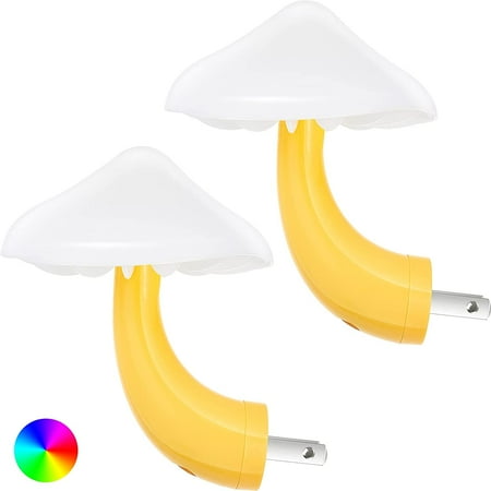 

2Pack Sensor LED Night Light Plug in Lamp 7 Color Changing Mushroom Light Cute Night Lights for Adults Kids NightLight Bedroom Bathroom Toilet Hallway Stairs Kitchen