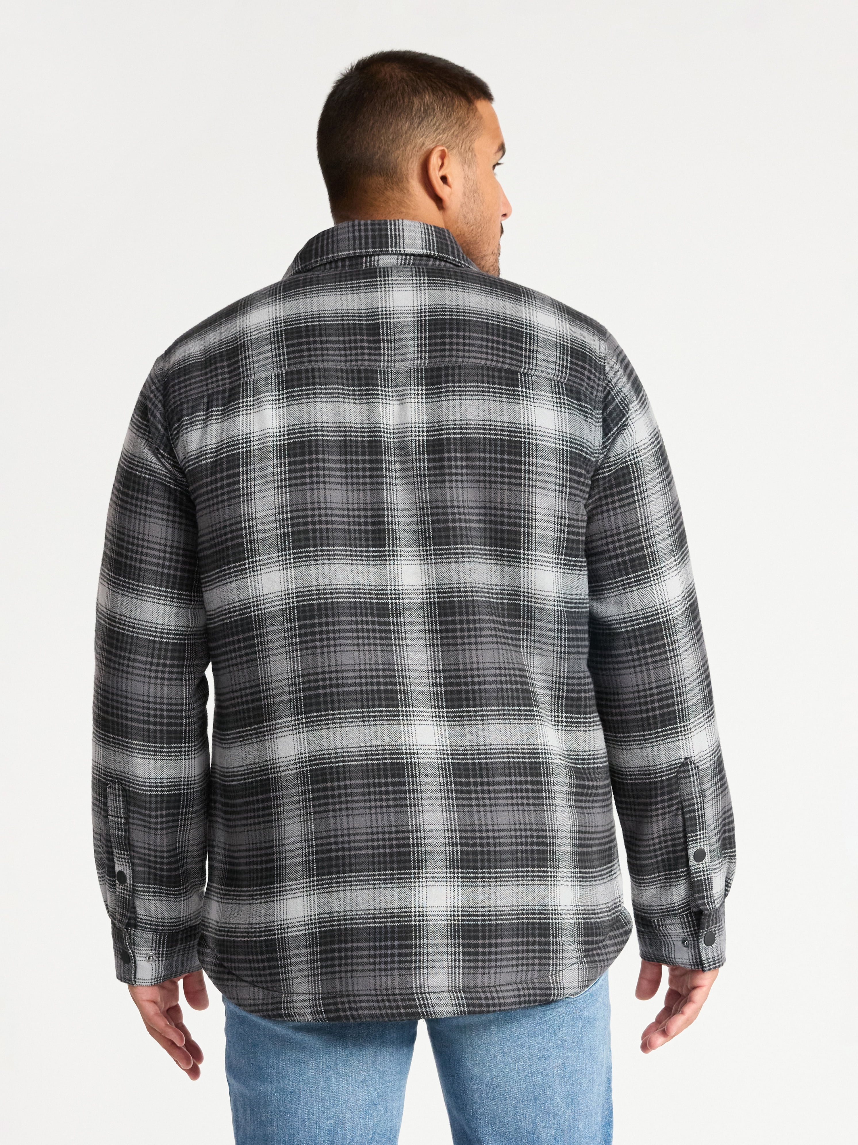 George Men's Shirt Jacket with Long Sleeves, High Pile Fleece Lining, Sizes S-3XL