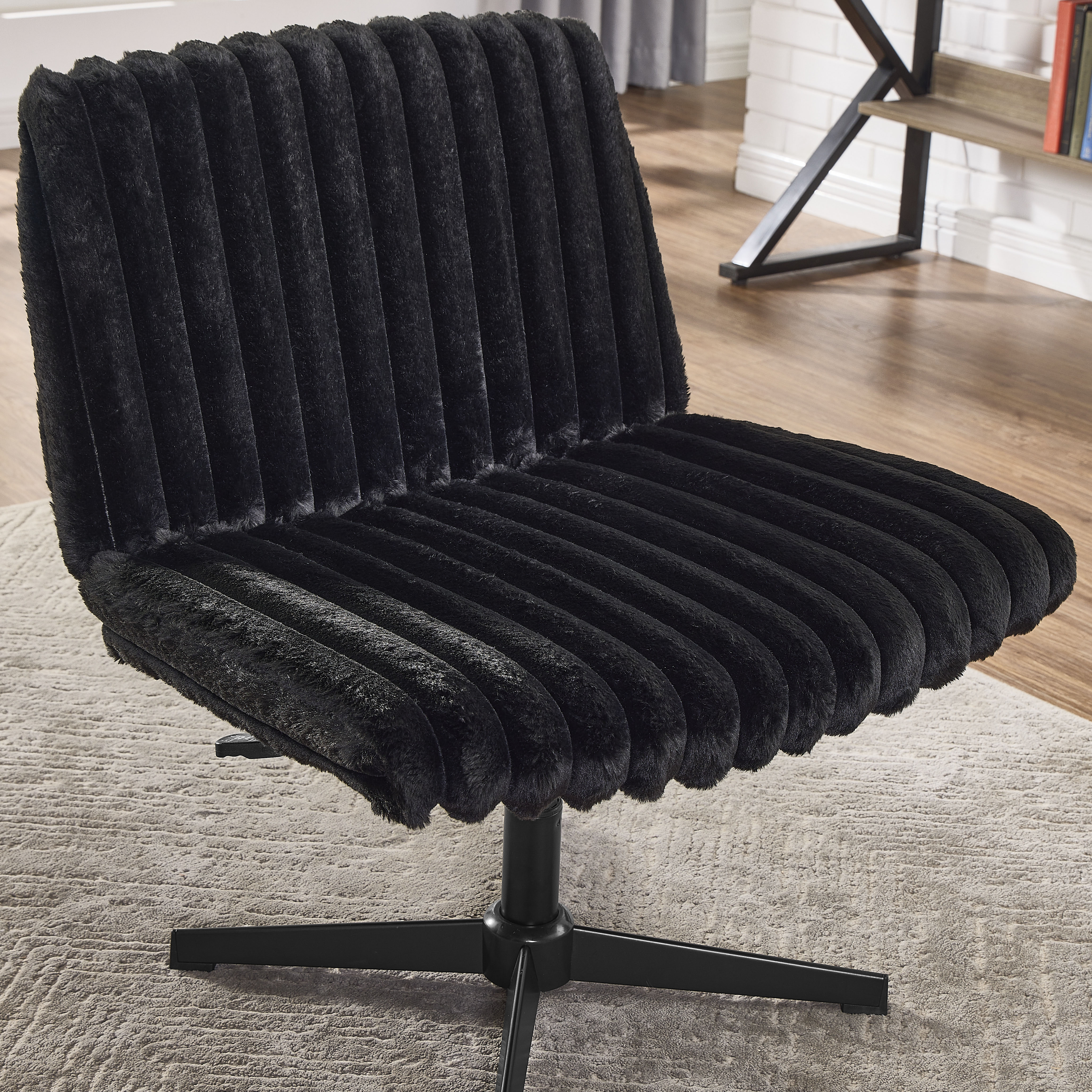 CQSXDA Wide Seat Adjustable Swivel Criss Cross Chair, for Office and Vanity Use, Ergonomic Design