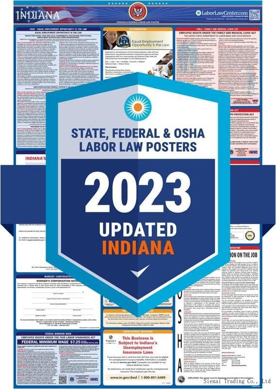 2023 Indiana State & Federal Labor Law Poster OSHA Workplace