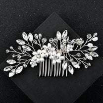 ERDOUY Bridal Flower Wedding Hair Pins Crystal Pearl Hair Combs Clips Headpiece Gold Wedding Hair Accessories Jewelry with Rhinestone for Brides Bridesmaids Women Girls (Silvery)
