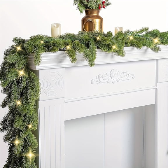 AZXY Christmas Garland, Christmas Tree Garland, 70 In Dogtail Plastic Green Prelit Christmas Garland, Christmas Indoor Outdoor Garland for Christmas Decoration