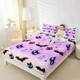 thumbnail image 4 of jejeloiu Happy Halloween Queen Sheet Sets,Ghost Bat Cat Flat Sheet,Pink Purple Ombre Queen Fitted Sheet,Lightweight Room Decoration,4pcs, 4 of 7