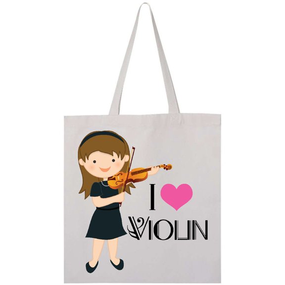 Inktastic Girls I Heart Violin Tote Bag