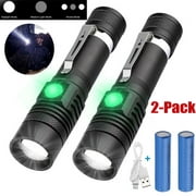 2Pcs 20000 Lumens Powerful LED Flashlight USB Rechargeable Tactical Torch Waterproof Handheld Flashlight for Outdoor Hiking Camping