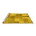 thumbnail image 2 of Ahgly Company Machine Washable Indoor Square Patchwork Yellow Transitional Area Rugs, 3' Square, 2 of 4