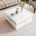 thumbnail image 1 of HMSHA Coffee Table,High-Gloss Living Room Table,Side Table with Drawers and Gold Accents, 1 of 12