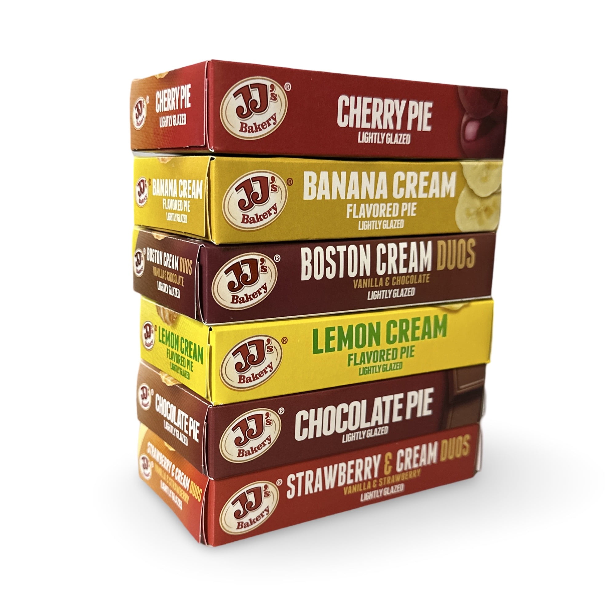 (3 pack) JJ's Bakery Glazed Pie Cream Flavored Variety Pack   4 Ounce Individually Boxed | Pack of 12