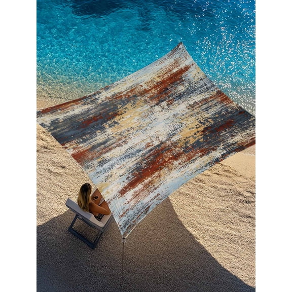 Brown Beige Sun Shade Sail 12' x 16', Gray Abstract Smoky Texture Distressed Mottled Ink Art Rectangle Outdoor Sunshade Canopy, Waterproof UV Block Patio Covers for Garden Yard Beach