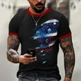 thumbnail image 2 of Men's Quick-Dry Independence Day Printed Tee, Lightweight Short Sleeve Shirt with All-Over Vintage Graphic ,Deep Red M, 2 of 5