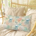 thumbnail image 4 of Teal Red Coastal Pillow Covers, Linen Long Throw Pillow Case, Jellyfish Nautical Beach Coral Starfish Holiday Pillow Protector Decorative Cushion Cover for Living Room/Bedroom 20" x 30", 4 of 8