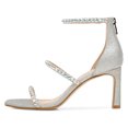 thumbnail image 2 of XYD Women Square Open Toe Mid Thin Heels Rhinestone Studded Ankle Strap Sandals Dress Party Zipper Shoes Size 15.5 Silver, 2 of 4