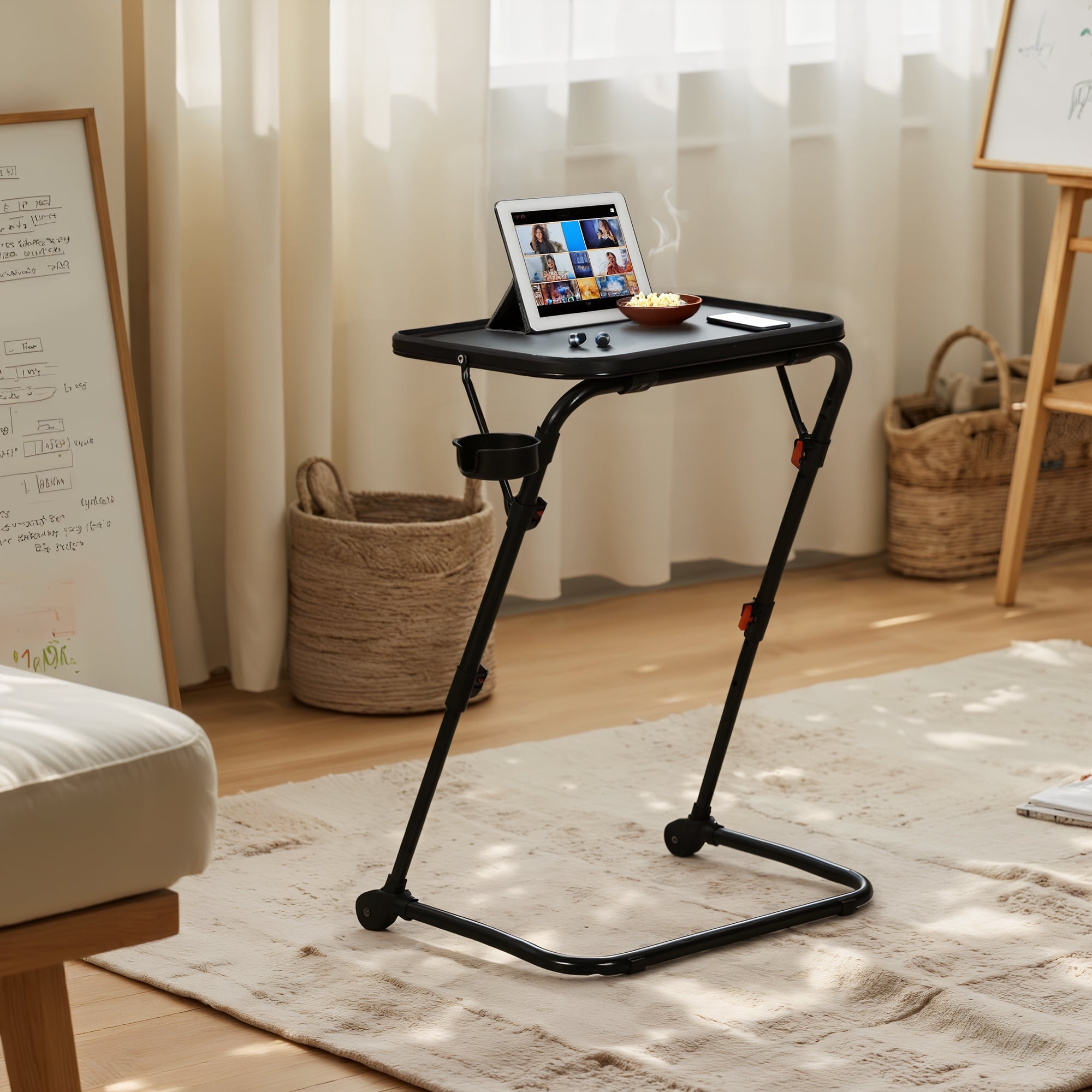 Homy Casa Adjustable Writing Lap Desk Set of 2, Space-Saving for Office Workstation Black, Black