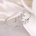 thumbnail image 3 of Trayknick Femmes Mode Strass Incrusté Feuille Réglable Bracelet d'Ouverture Bracelet Bijoux Rose Or, 3 of 13