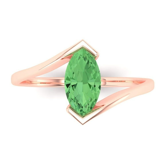 Solitaire Engagement Ring for Women - 2ct Simulated Green Diamond in 14K Rose Gold Promise Ring