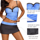 thumbnail image 5 of Traje de baño Tankini con bloque de color fruncido para mujer con parte inferior de natación con falda Traje de baño de dos piezas Adepaton WMZL-1501-17, 5 of 6
