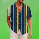 thumbnail image 4 of Camisas Oversize Hombre Camisa de Hombre Camisa de Manga Corta con Botones Camisa Informal con Estampado de Playa de Verano a para Hombre Top (Blue, M), 4 of 5