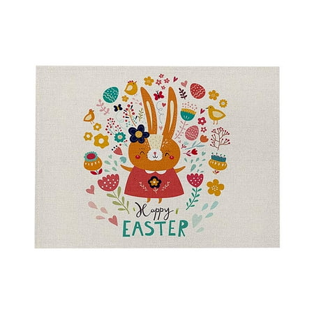 

Jiiey Clearance! Table Placemats 1Pc Easter Kitchen Waterproof Insulation Cotton and Linen Western Placemat 1Pc Easter Placemat Clearance Sale