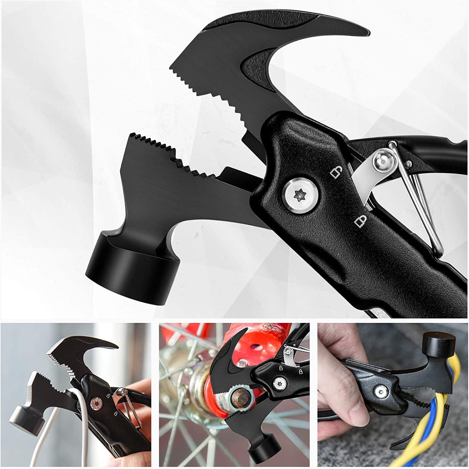 Easter Gifts for Adults Men, 12 in 1 Hammer Multitool, Basket Stuffers Adults, Anniversary Birthday Father Day Husband, Camping Essentials Survival Gear Tool