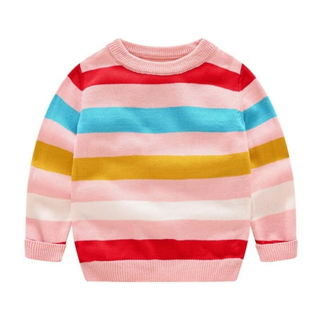 

Toddler Sweaters Unisex Kids Long Sleeve Crewneck Stripes Knitting Tops Boys Girls Spring Knitwear Sweater