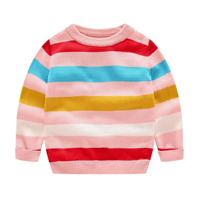 Yuyuzo Pull pour Enfants Manches Longues Col Rond Rayé Vêtements Unisexes Bébés Garçons Filles Automne Chaud