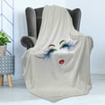 thumbnail image 4 of Eyelash Soft Flannel Fleece Throw Blanket, Young Woman Face with Makeup Dreamy Eyes and Red Lipstick Glamor Beauty, Cozy Plush for Indoor and Outdoor Use, 70" x 90", Multicolor, by Ambesonne, 4 of 5