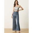 thumbnail image 3 of Unique Bargains Women's Metallic Sparkly Wide Leg Pants High Waist Trousers Clubwear S Black Blue, 3 of 6