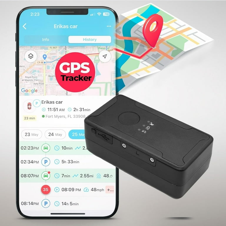 GPSnvision Small Car GPS Tracker 4 Week Battery Splash Proof Hidden Device for Vehicles Kids Seniors Luggage Walmart