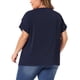 thumbnail image 3 of Blusas de verano de manga corta con pliegues y cuello redondo para mujeres de tallas grandes Agnes Orinda 4X azul oscuro, 3 of 6