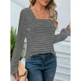 thumbnail image 3 of Women'S Puff Long Sleeve Square Neck Shirts Fall Causal Trendy Tunic Tops Black L, 3 of 6