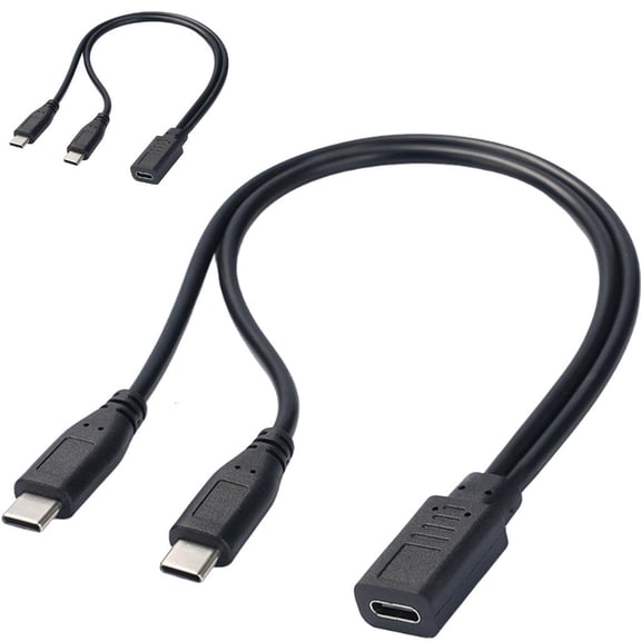 Osdhezcn USB Type C Splitter Y Cable Power Adapter 1 Female to 2 Male Extension Cord