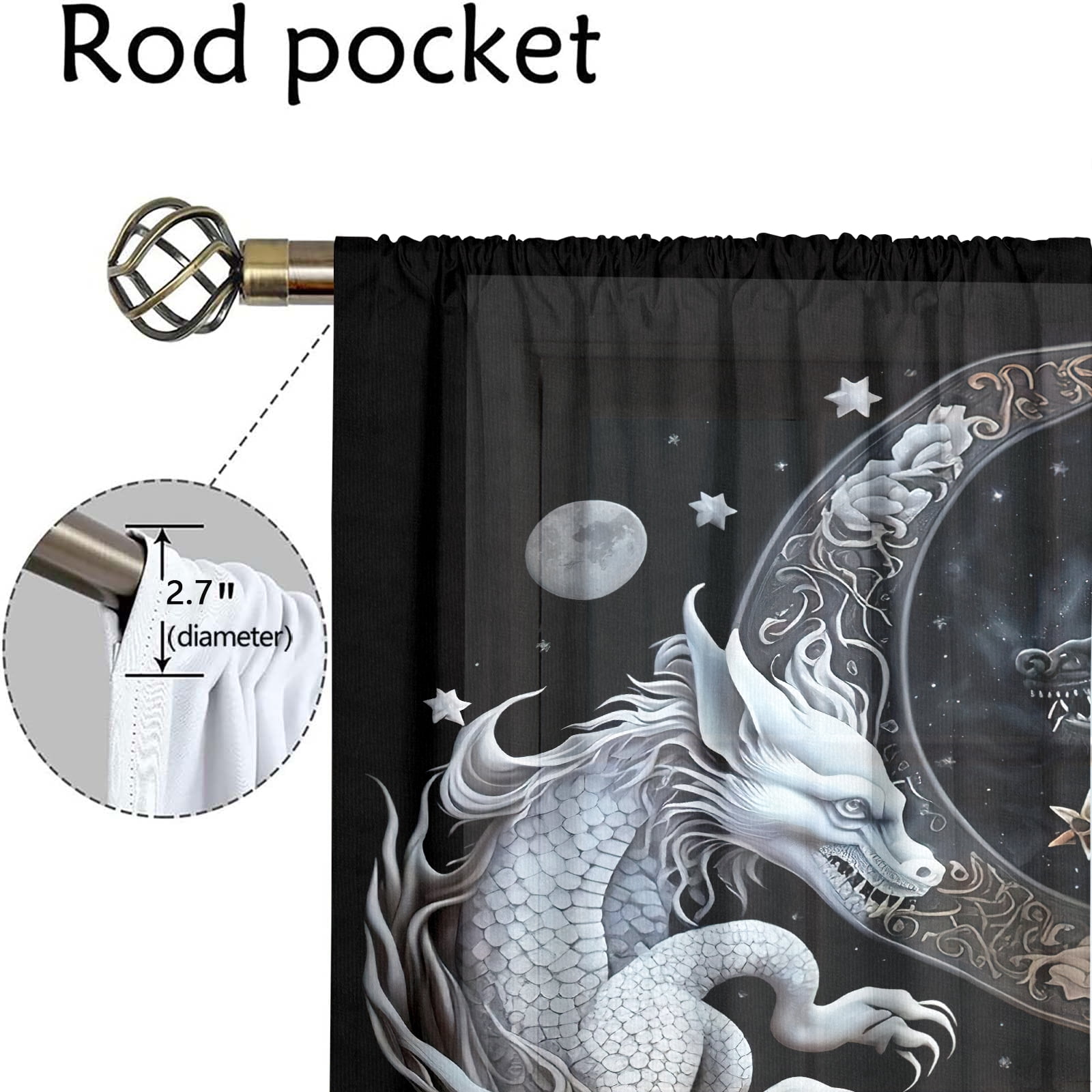 WNOOHIY Modern Artistic Dragons Totem Design Light-Filtering Curtains,39.5" × 87", Set of 2 Panels
