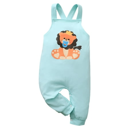 

Infant Baby Pants Newborn Infant Baby Summer Pants 3 Months Infant Baby Suspender Lion Prints Pants Blue