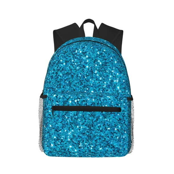Easygdp Blue Glitter Mochila Casual para Portátil, Mochila para Escuela, Viajes, Negocios
