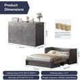 thumbnail image 2 of MUZZ Murphy Bed Chest with Foam Mattress, Queen Size Cabinet Bed with Charging Station and Large Drawer - Dark Grey, 2 of 9