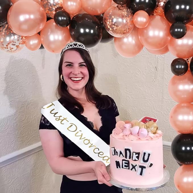 Divorce Party Decorations for Women Men, Finally Divorced Im Free Foil Balloons Banner Black Rose Gold Balloon Garland Arch Kit Just Divorced Sash for Women Divorce Celebration Supplies
