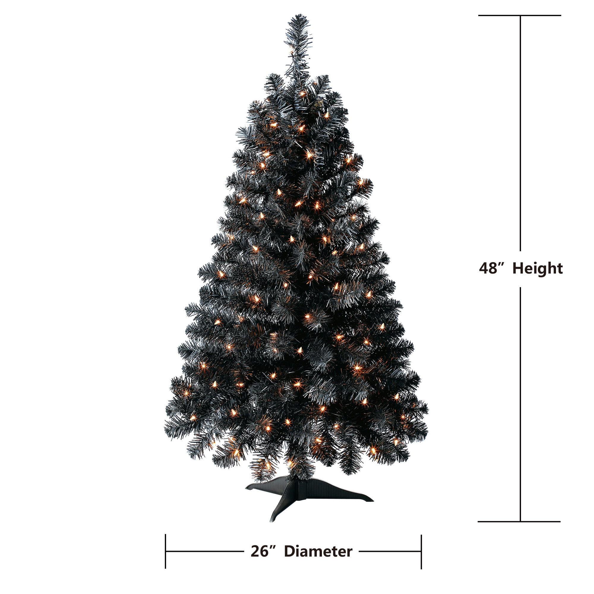 Holiday Time Prelit 105 Clear Incandescent Lights, Indiana Spruce Black  Artificial Christmas Tree, 4' - Walmart.com