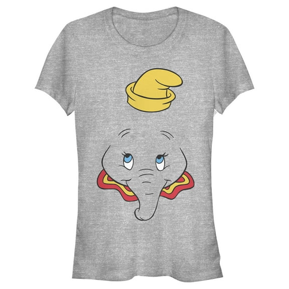 Junior's Dumbo Large Portrait  Graphic Tee Athletic Heather Medium