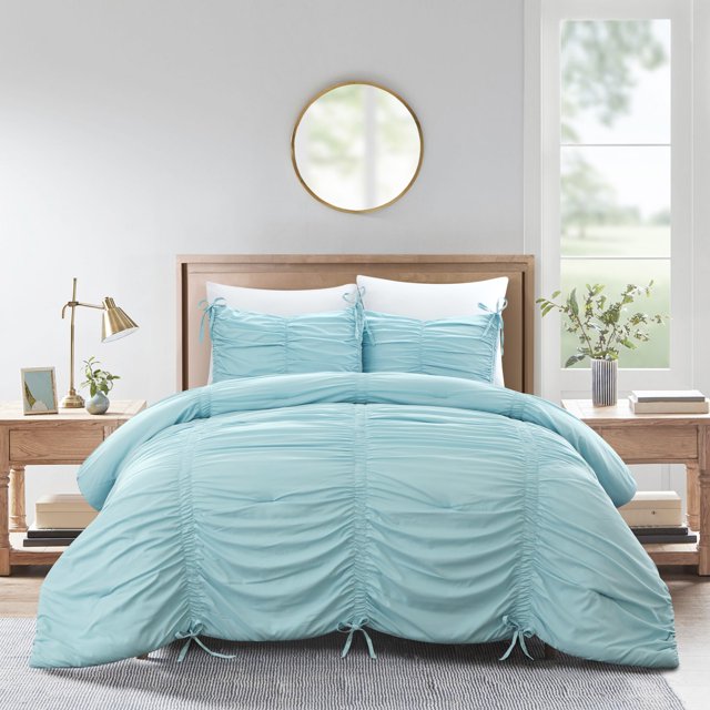 Grace Living Elyjah Polyester Comforter Set - Ruched Ruffle Pleated, Elegantly-styled