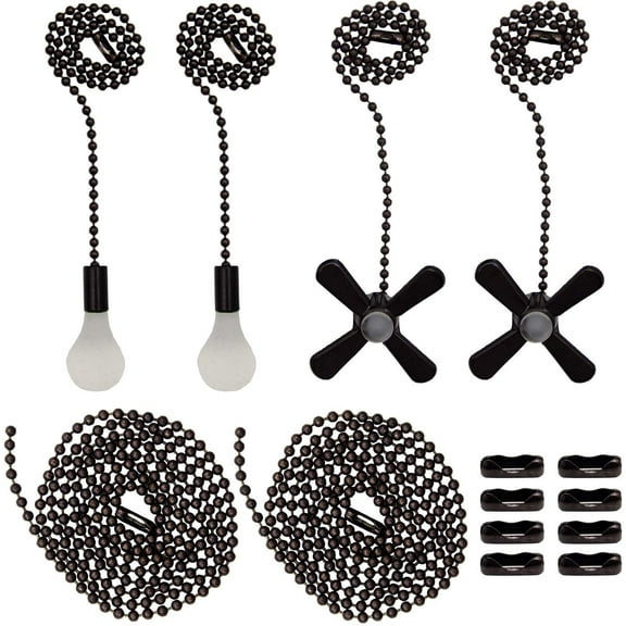 Ceiling Fan Pull Chain Set Including 4Pcs Beaded Ball Fan Pull Chain Pendant, Extra 8Pcs Beaded and Pull Loop Connectors, 2Pcs 35.4 inches Fan Pull Chain Extension …