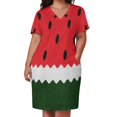 thumbnail image 2 of Vestido largo con bolsillos sueltos y estampado de sandía brillante, ropa de verano para mujer 2025, vestido de dama de honor para mujer., 2 of 6
