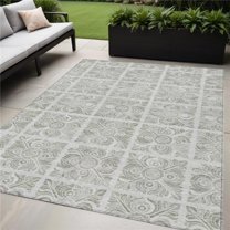 HomeRoots 589357 5 x 8 ft. Medallion Washable Indoor & Outdoor Rectangle Area Rug, Taupe, Beige & Tan