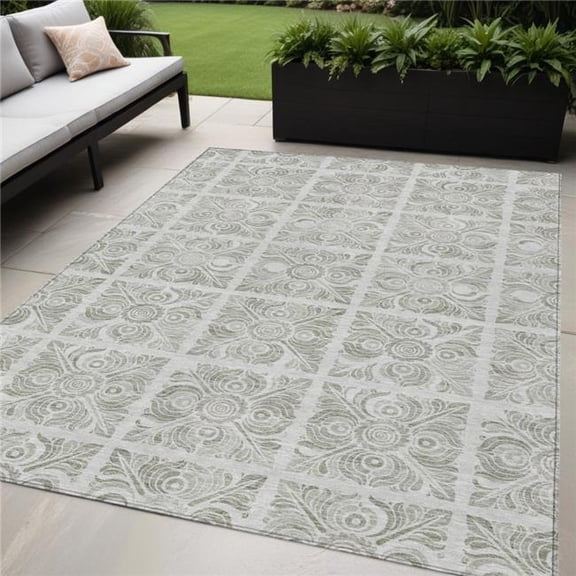 HomeRoots 589357 5 x 8 ft. Medallion Washable Indoor & Outdoor Rectangle Area Rug, Taupe, Beige & Tan