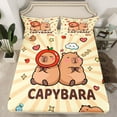 thumbnail image 2 of Homewish Brown Kawaii Capybara Twin Sheet Sets,Cartoon Animal Twin Fitted Sheet,Rainbow Stars Pattern Flat Sheet For Girl Boy,Breathable Home Decor,3pcs, 2 of 7