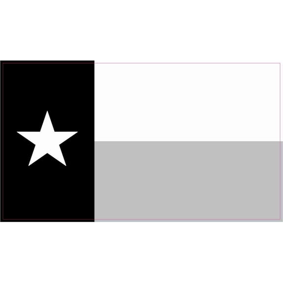4.25in X 2.5in Black and White Texas Flag Stickers Vinyl Vehicle Decals