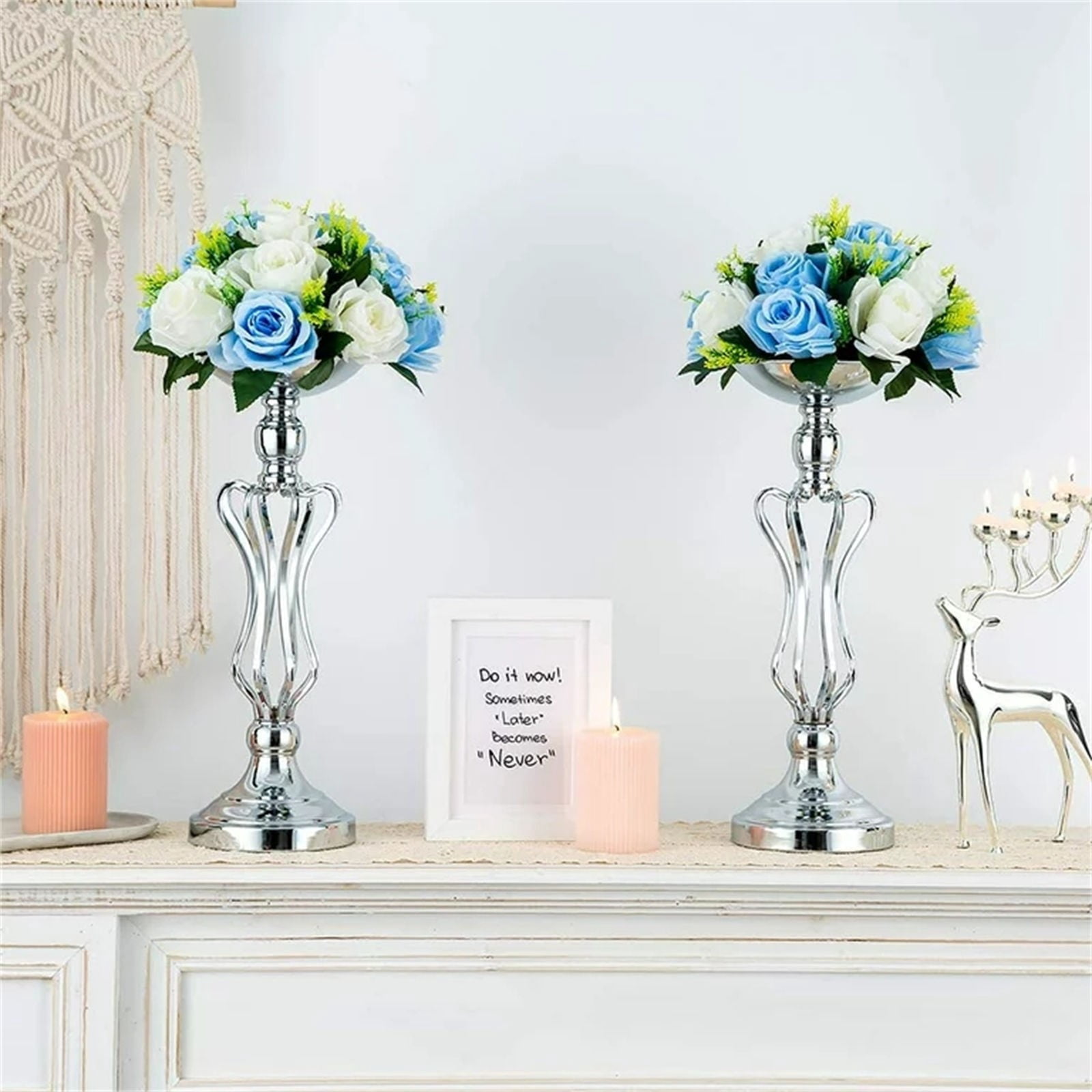 2-Pack White & Light Blue Silk Flower Ball – Miyuadkai Simulation Silk Flower Ball for Wedding Car Staircase Decoration, Main Table Centerpiece Wedding Props